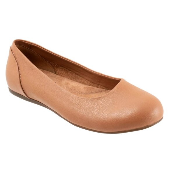 NEW SoftWalk Sonoma Ballet Ballerina Flat Leather Caramel slip on Narrow 6.5N - Picture 2 of 5